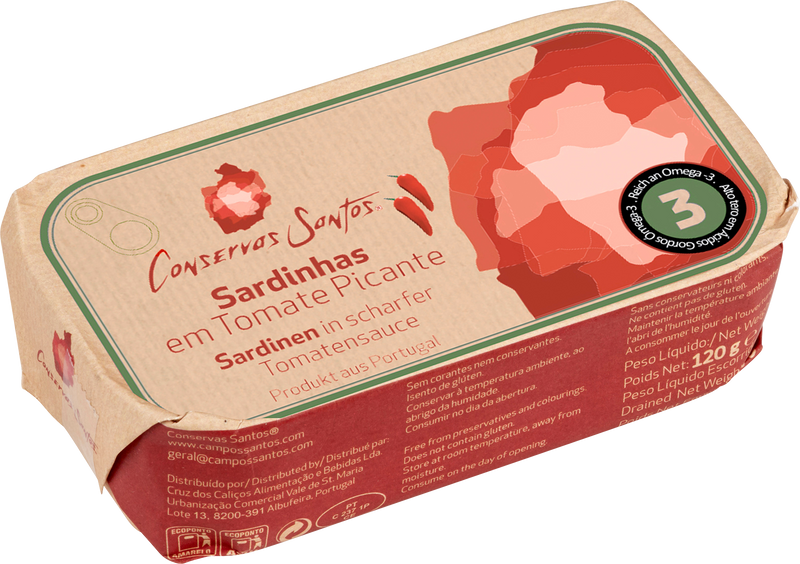 Sardinhas em Tomate Picante (Pikante Tomatensauce) – Conservas Santos
