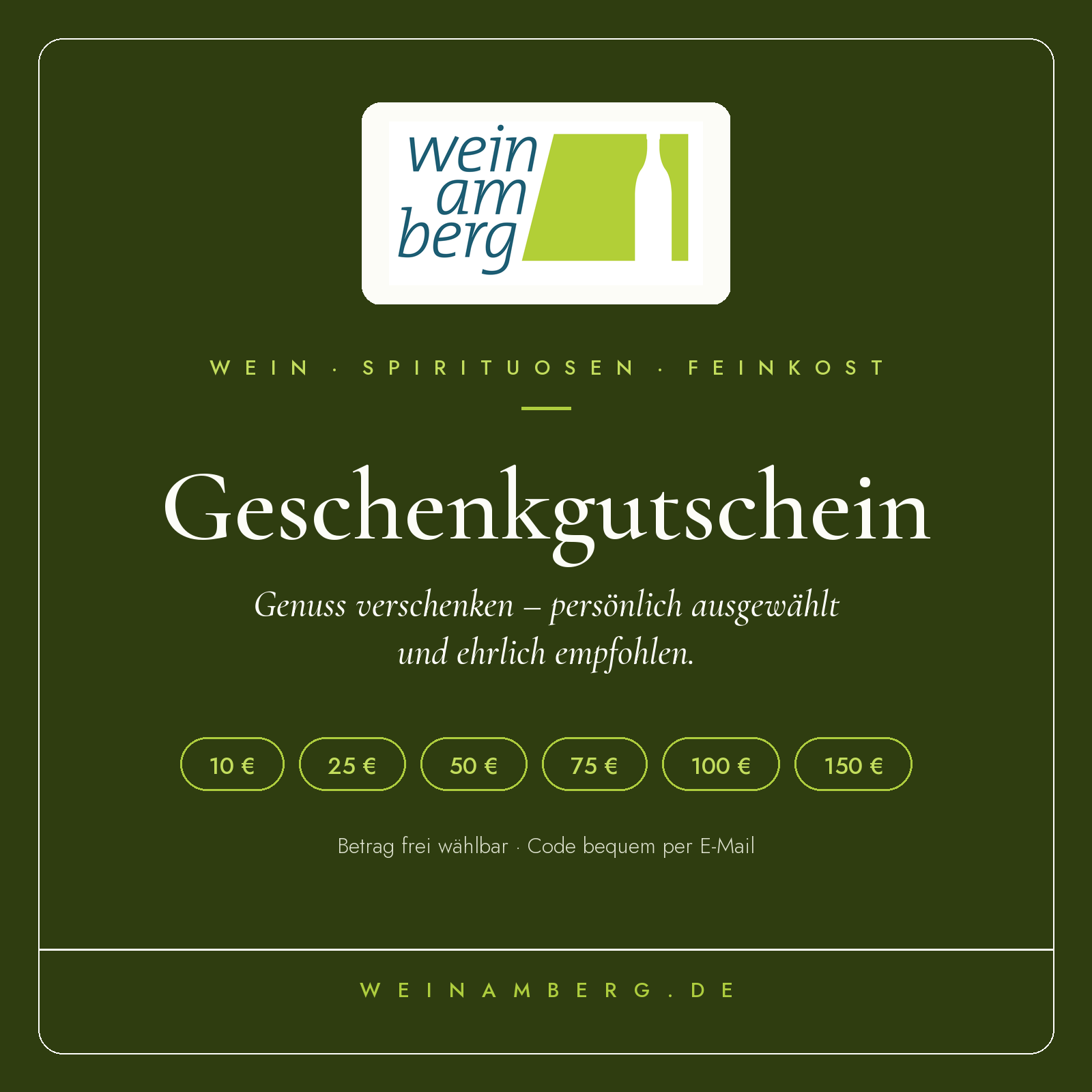 Wein am Berg Geschenkgutschein – Betrag frei wählbar